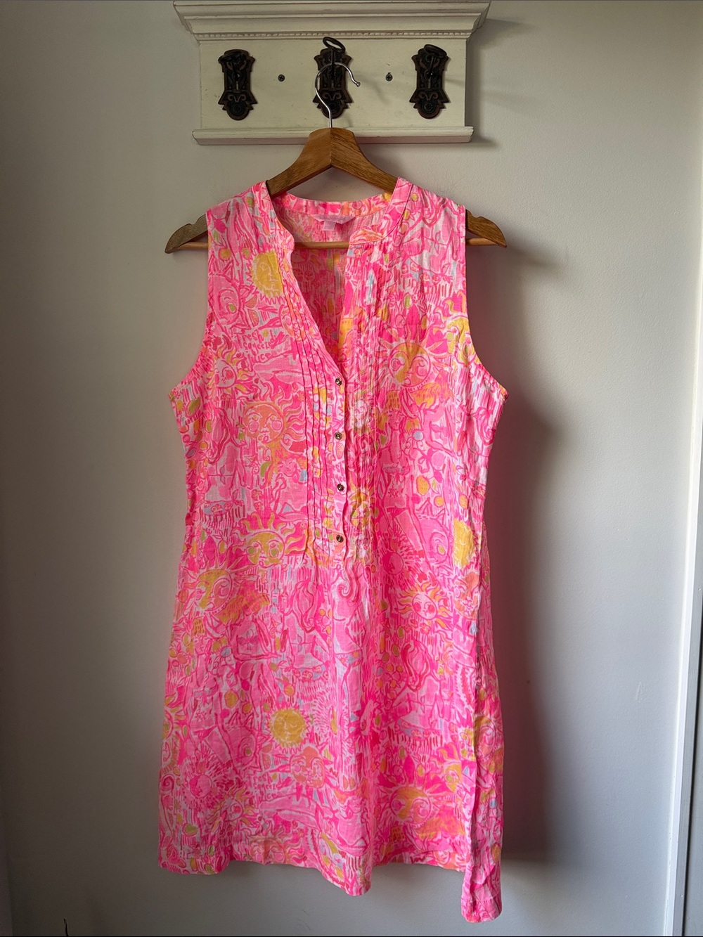 Lilly Pulitzer Sleeveless Pink and Yellow Printed Shift Dress